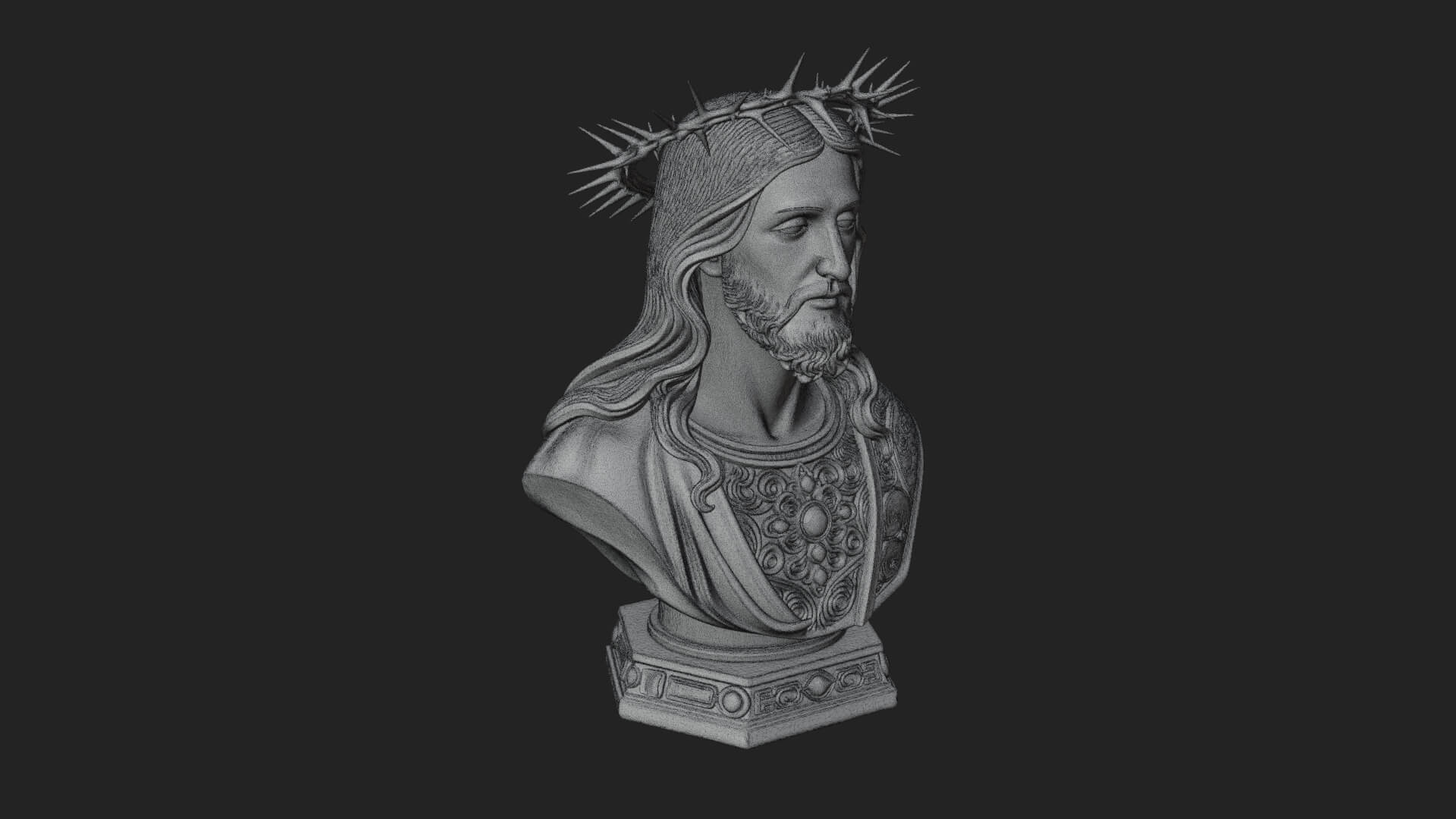 Thorn Crowned Christ Bust Statue Design 3 3D Print Model 3D Model