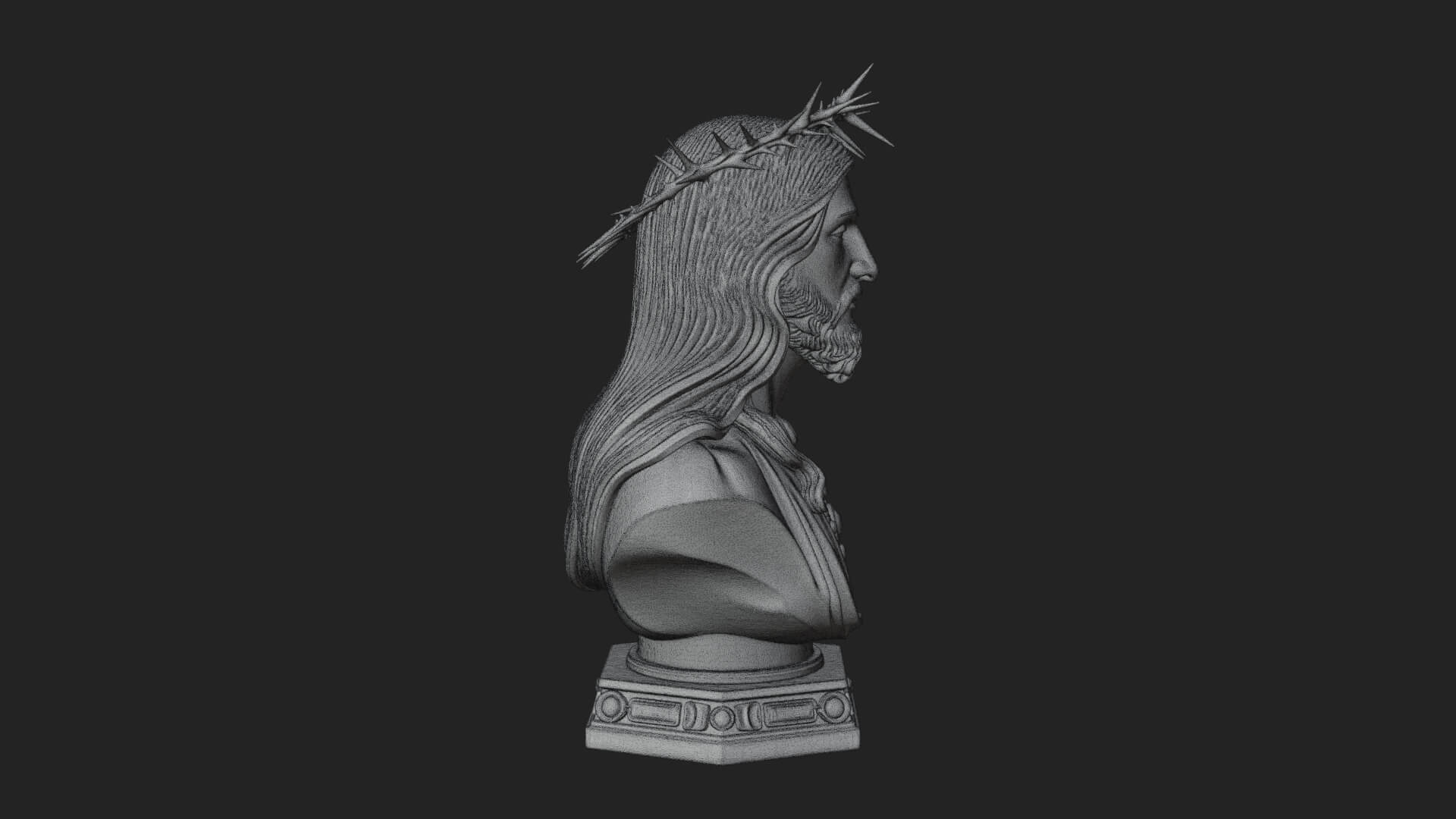 Thorn Crowned Christ Bust Statue Design 3 3D Print Model 3D Model