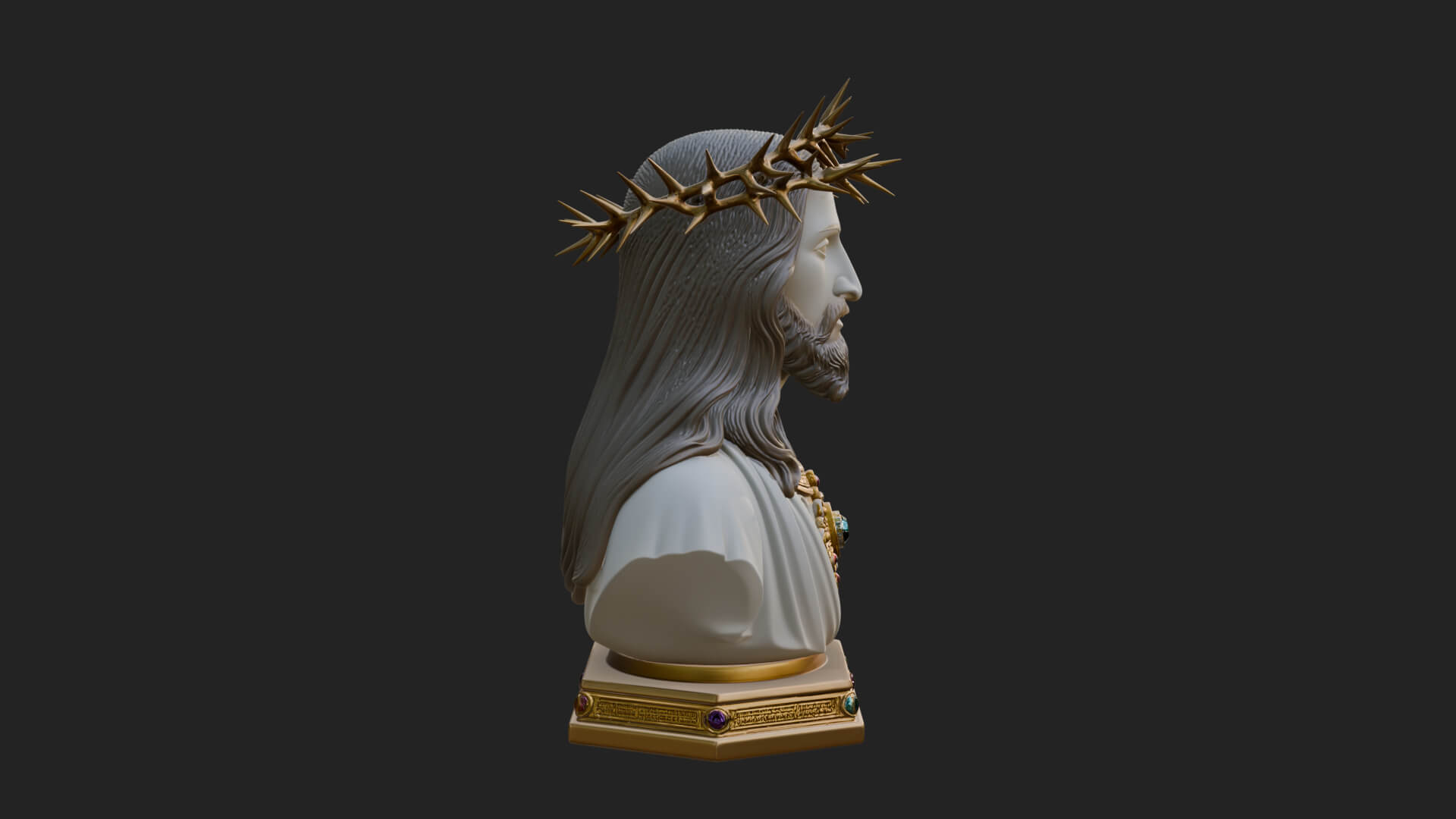 Thorn Crowned Christ Bust Statue Design 4 3D Print Model 3D Model