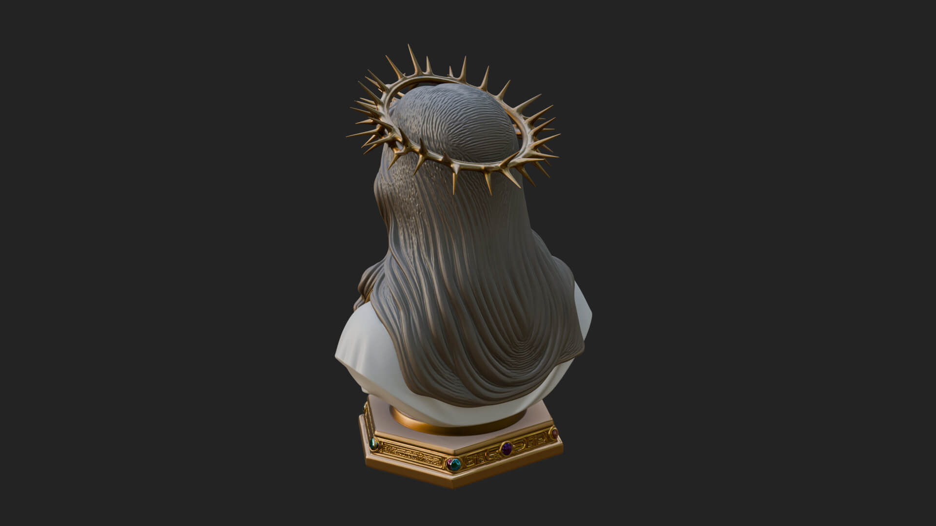 Thorn Crowned Christ Bust Statue Design 4 3D Print Model 3D Model