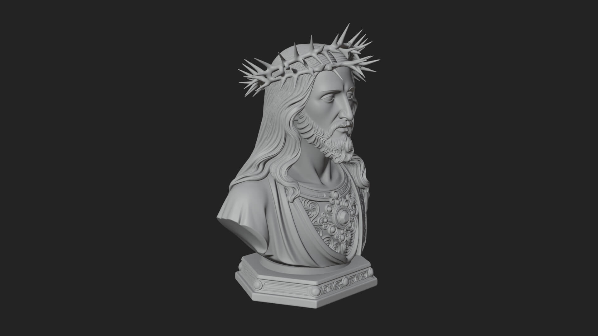 Thorn Crowned Christ Bust Statue Design 4 3D Print Model 3D Model