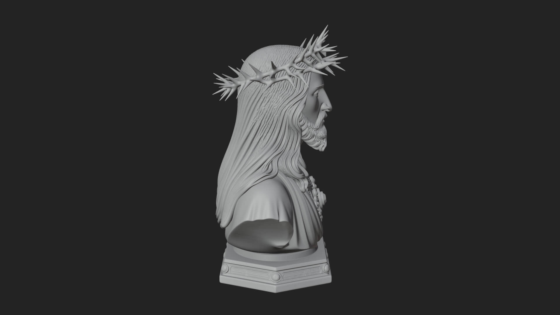 Thorn Crowned Christ Bust Statue Design 4 3D Print Model 3D Model
