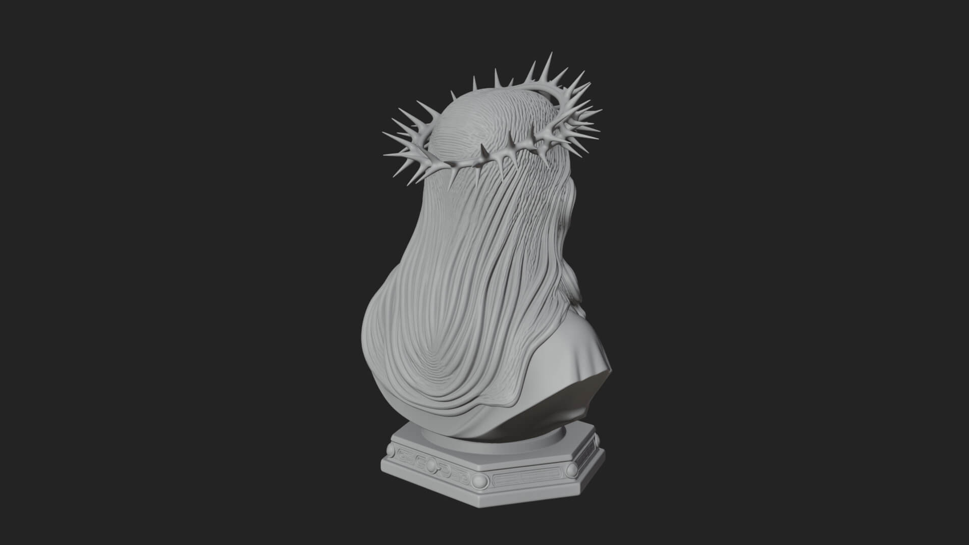Thorn Crowned Christ Bust Statue Design 4 3D Print Model 3D Model
