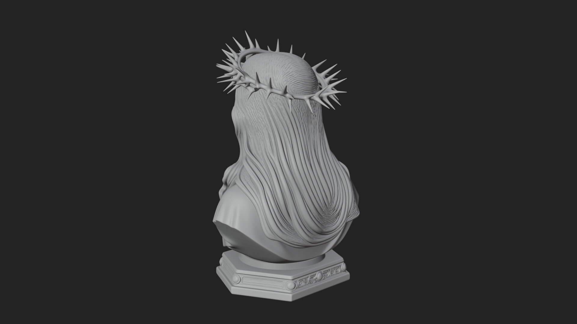 Thorn Crowned Christ Bust Statue Design 4 3D Print Model 3D Model