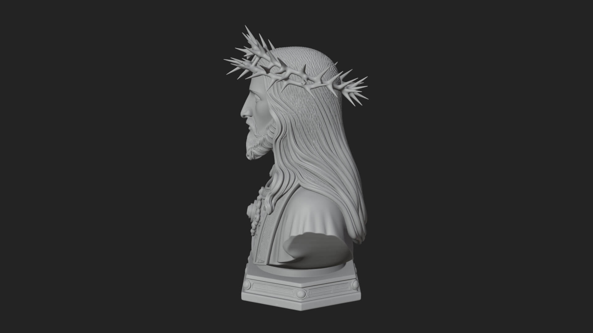 Thorn Crowned Christ Bust Statue Design 4 3D Print Model 3D Model