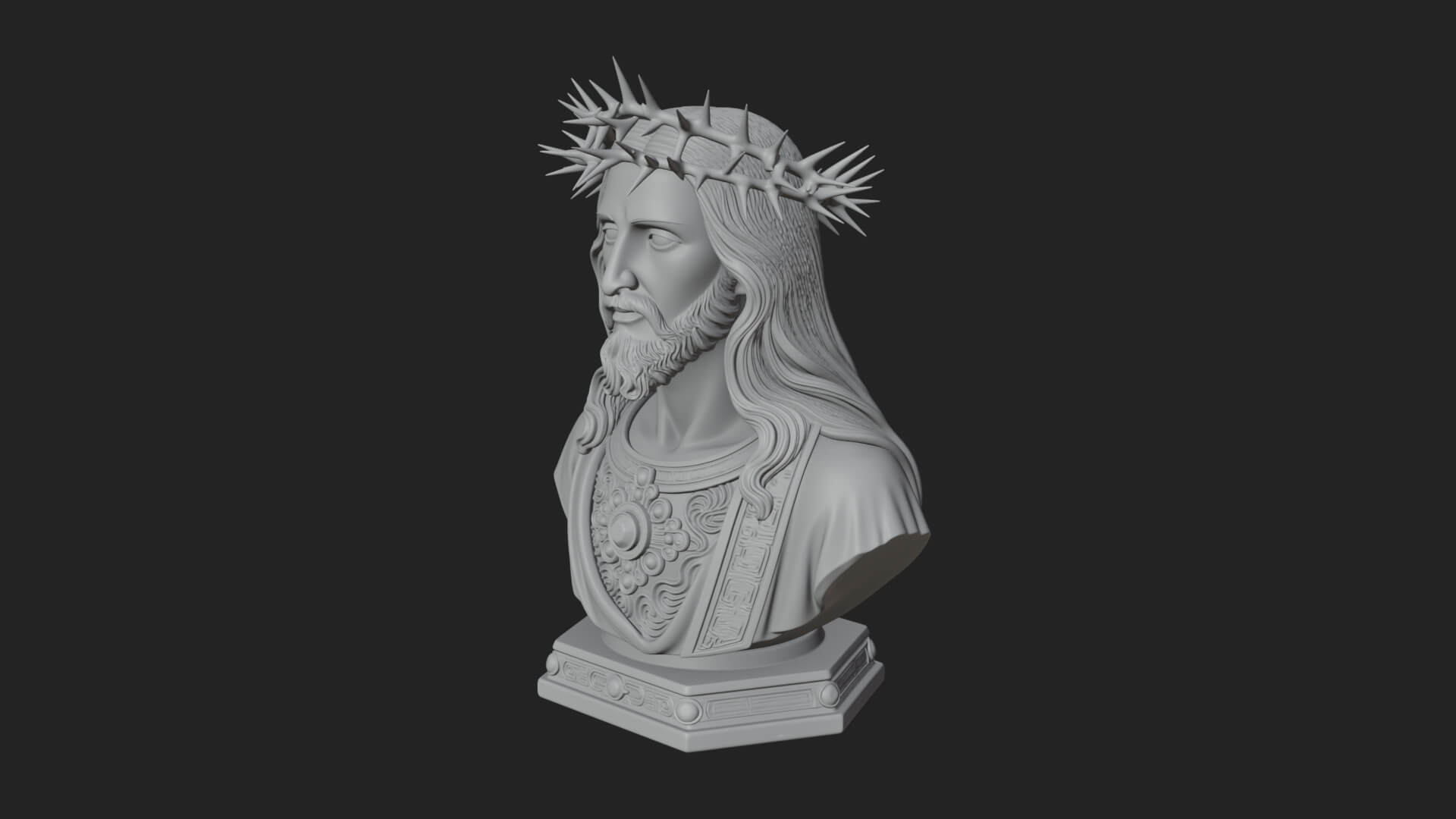 Thorn Crowned Christ Bust Statue Design 4 3D Print Model 3D Model