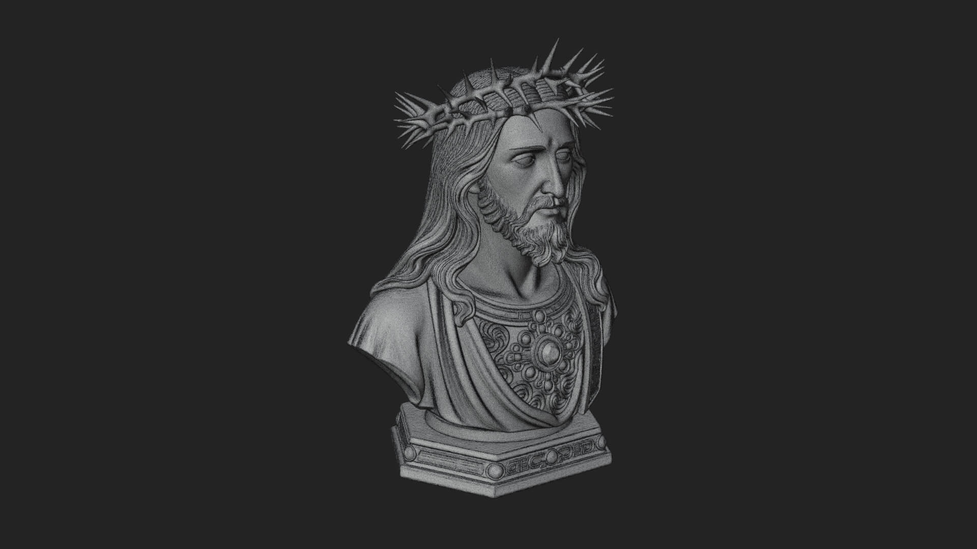 Thorn Crowned Christ Bust Statue Design 4 3D Print Model 3D Model
