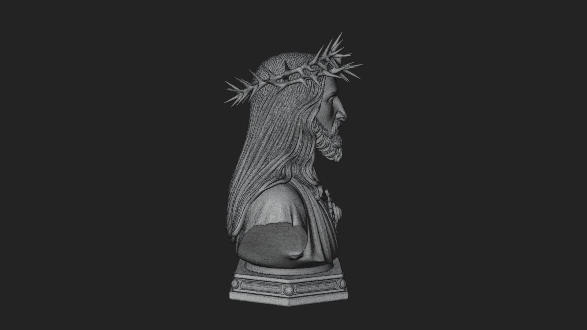 Thorn Crowned Christ Bust Statue Design 4 3D Print Model 3D Model
