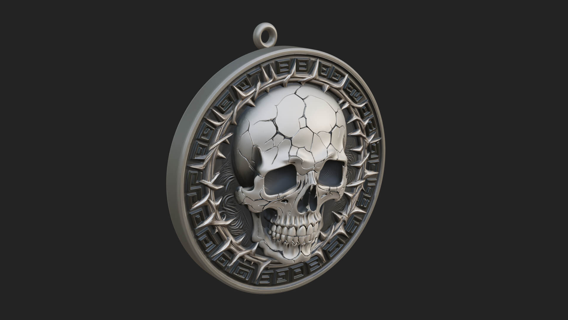 Thorn Skull Oval Relief Plaque Design 1 3D Print Model 3D Model