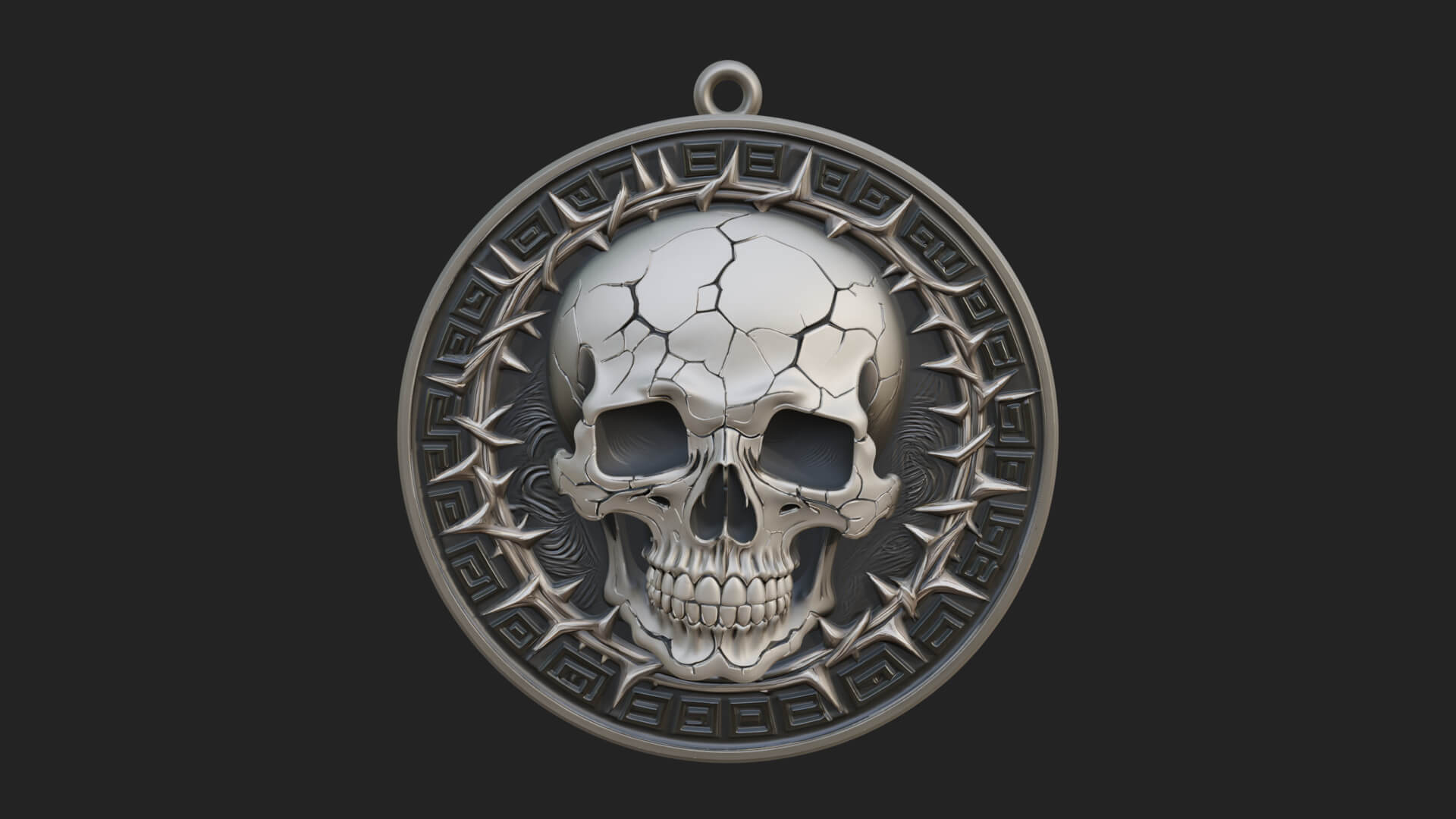 Thorn Skull Oval Relief Plaque Design 1 3D Print Model 3D Model