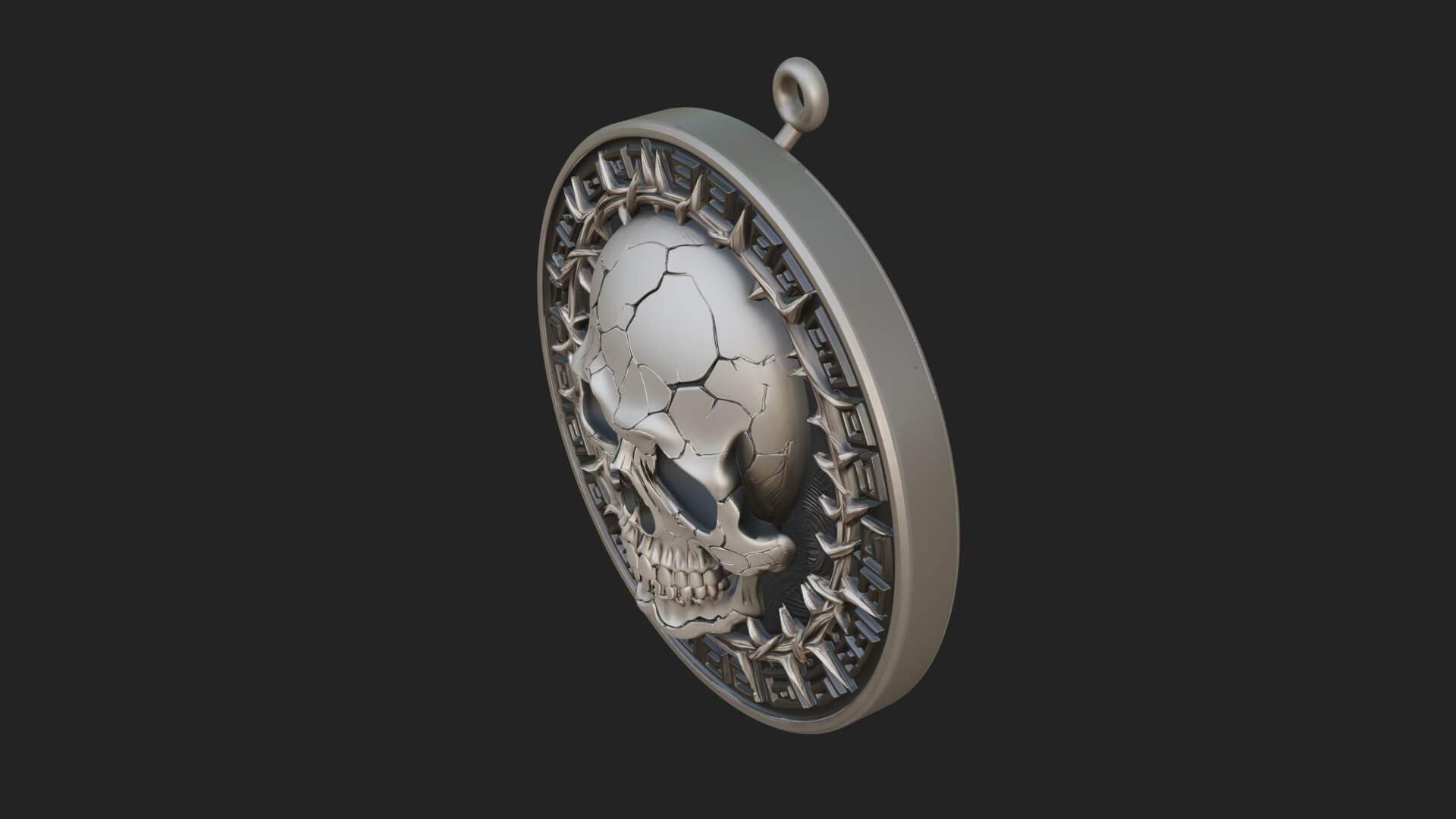 Thorn Skull Oval Relief Plaque Design 1 3D Print Model 3D Model
