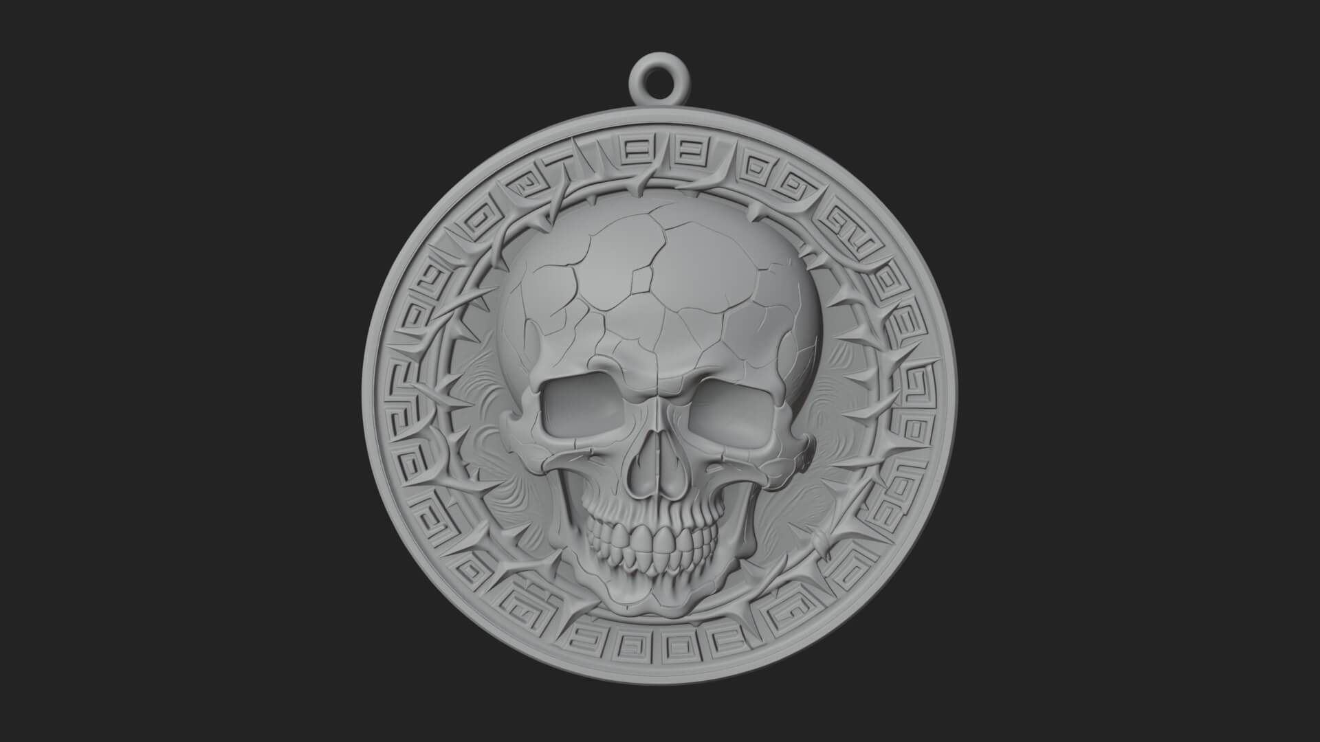 Thorn Skull Oval Relief Plaque Design 1 3D Print Model 3D Model