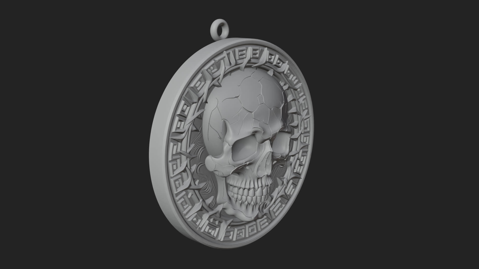 Thorn Skull Oval Relief Plaque Design 1 3D Print Model 3D Model