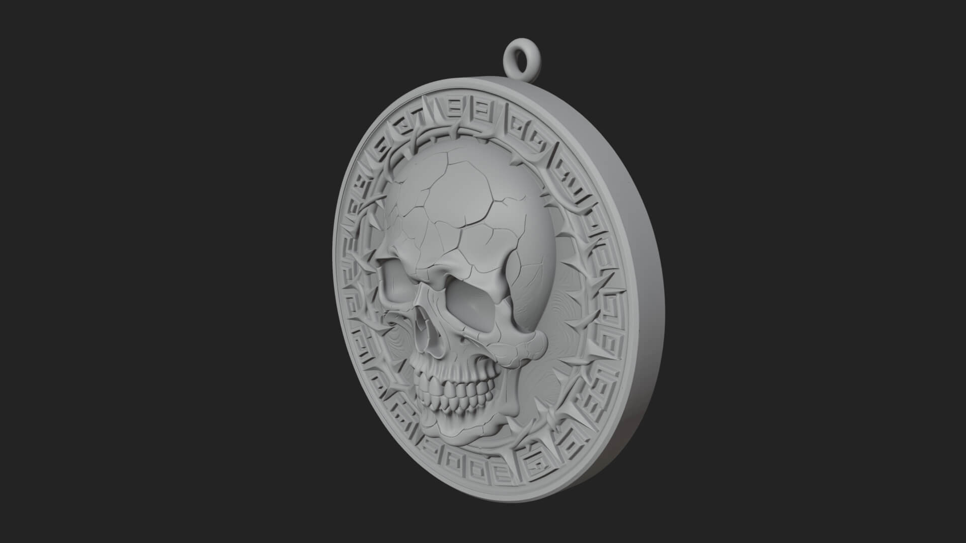 Thorn Skull Oval Relief Plaque Design 1 3D Print Model 3D Model