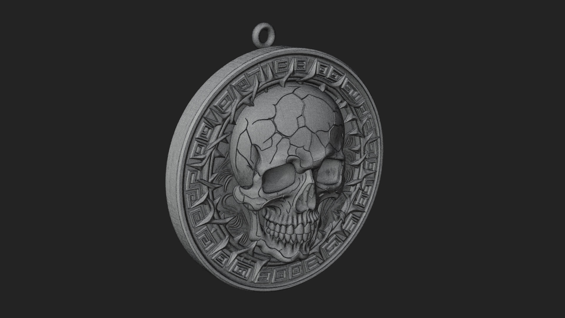 Thorn Skull Oval Relief Plaque Design 1 3D Print Model 3D Model