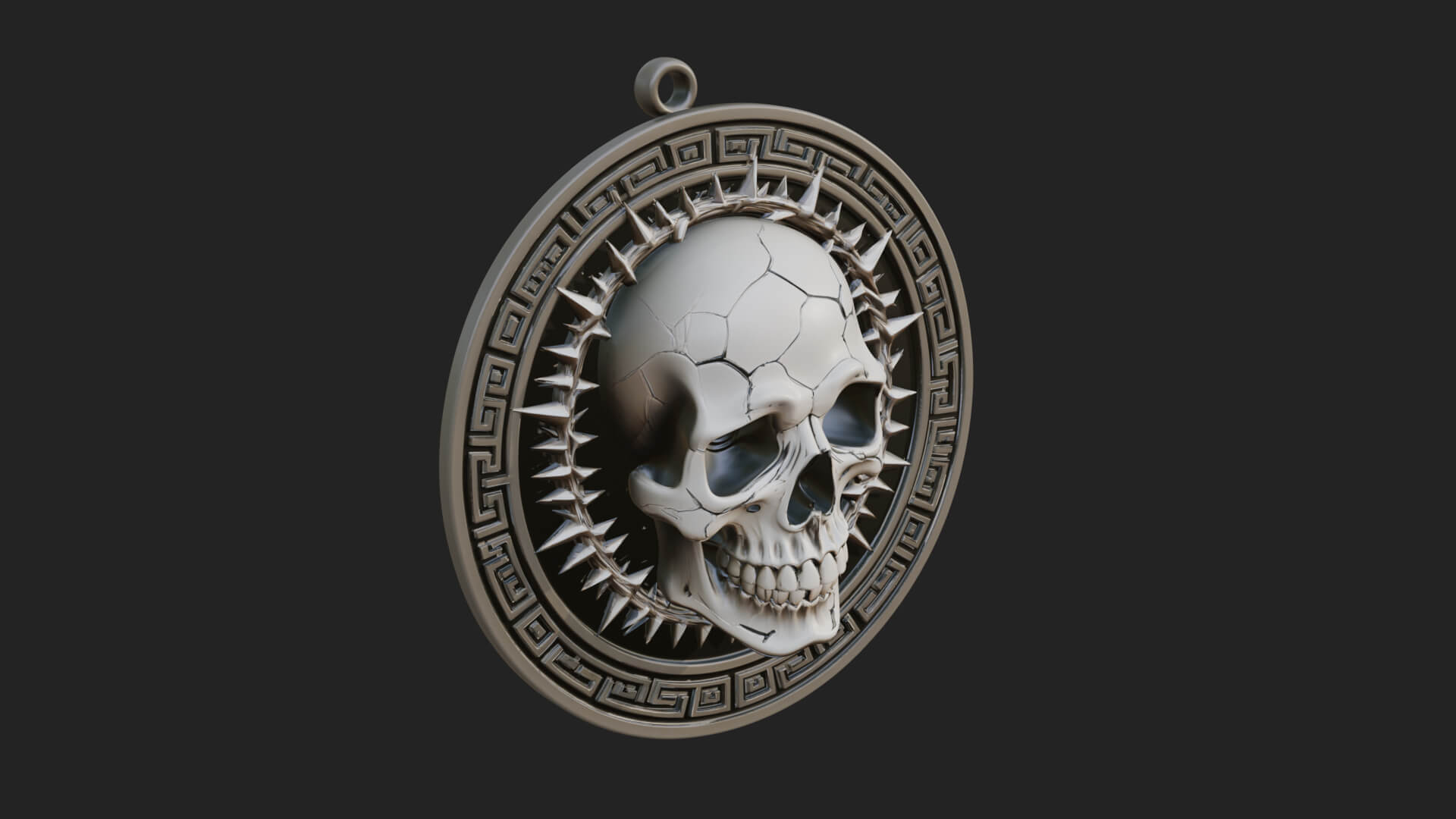Thorn Skull Oval Relief Plaque Design 2 3D Print Model 3D Model