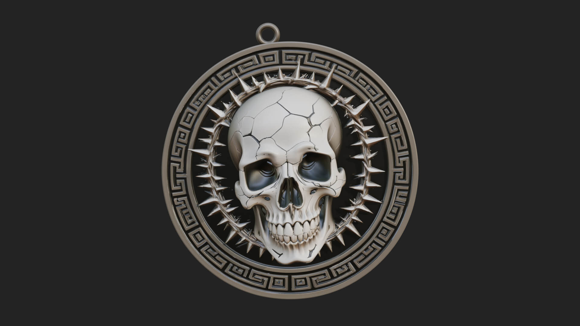 Thorn Skull Oval Relief Plaque Design 2 3D Print Model 3D Model