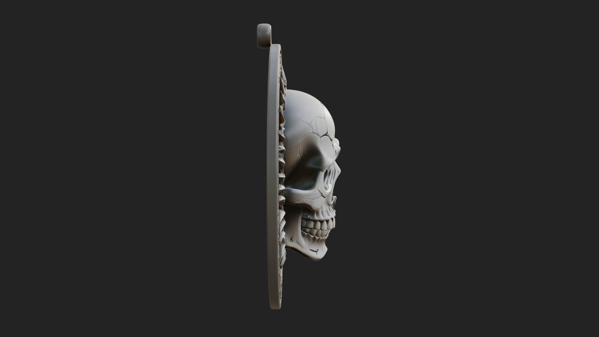Thorn Skull Oval Relief Plaque Design 2 3D Print Model 3D Model