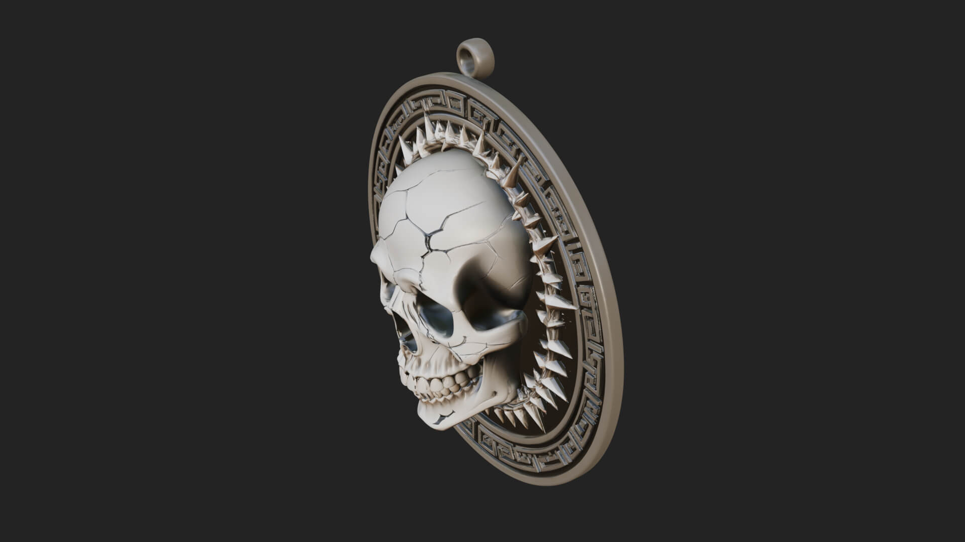 Thorn Skull Oval Relief Plaque Design 2 3D Print Model 3D Model