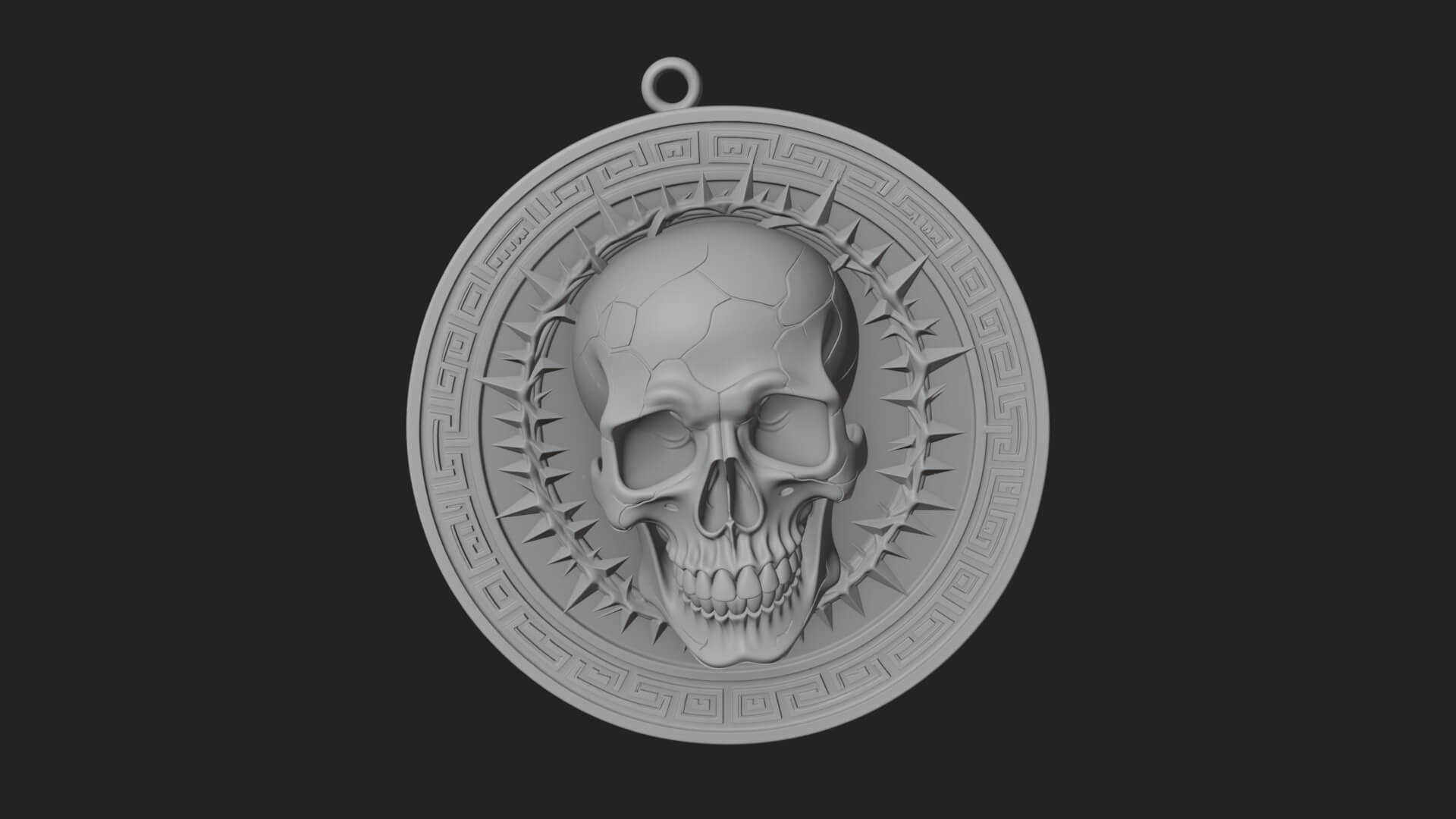 Thorn Skull Oval Relief Plaque Design 2 3D Print Model 3D Model