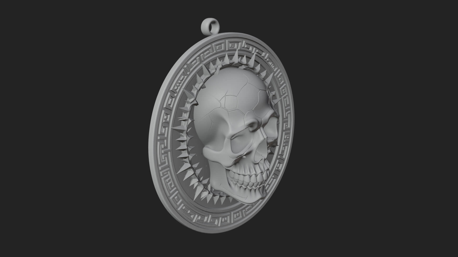 Thorn Skull Oval Relief Plaque Design 2 3D Print Model 3D Model