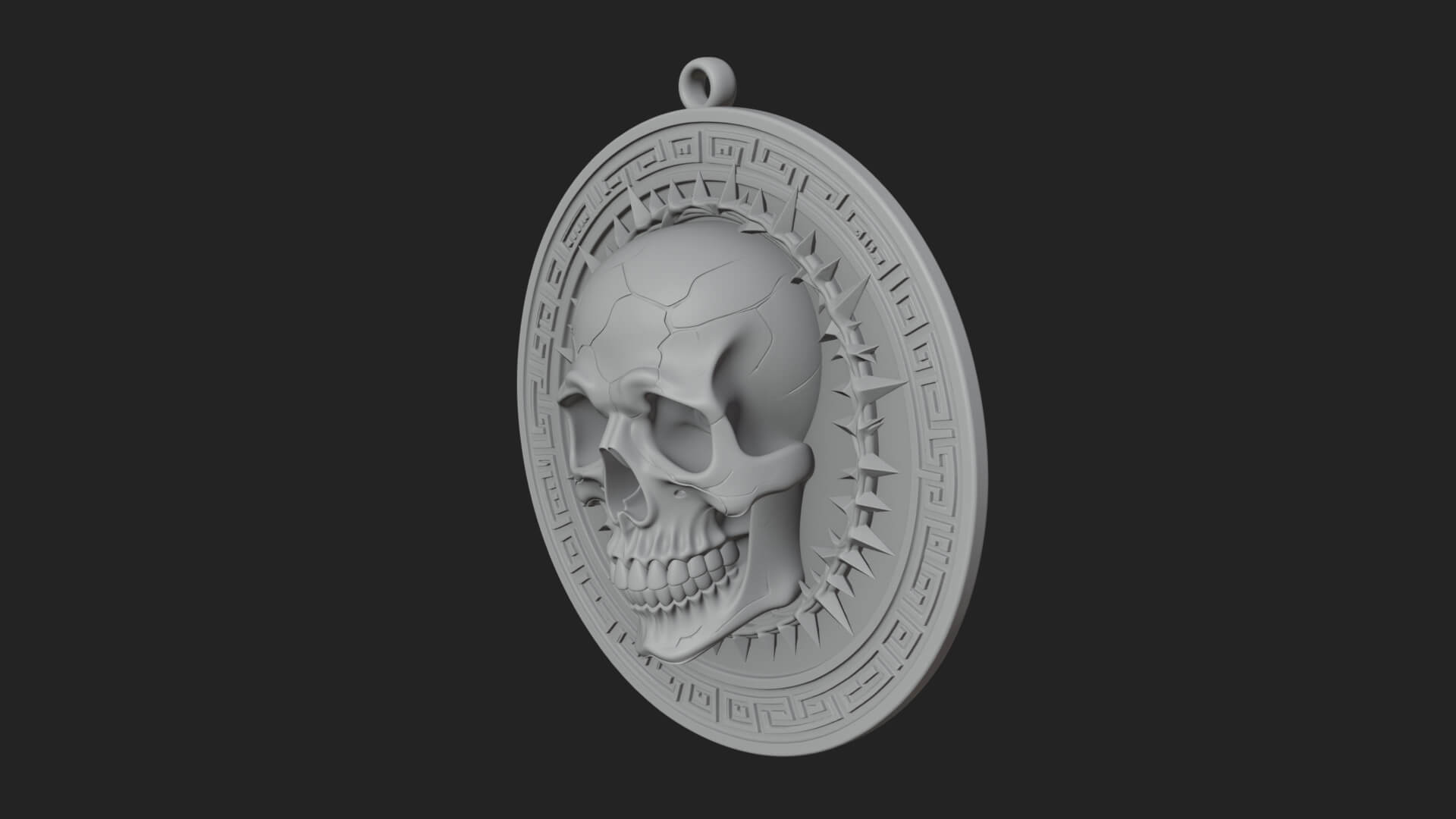 Thorn Skull Oval Relief Plaque Design 2 3D Print Model 3D Model