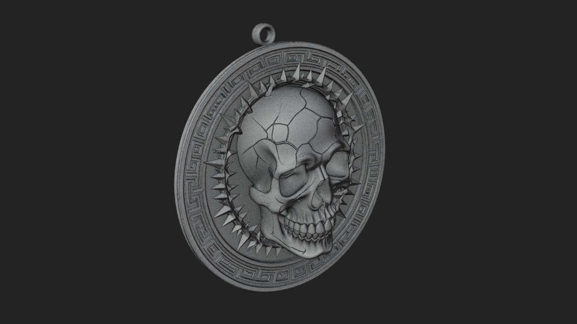 Thorn Skull Oval Relief Plaque Design 2 3D Print Model 3D Model