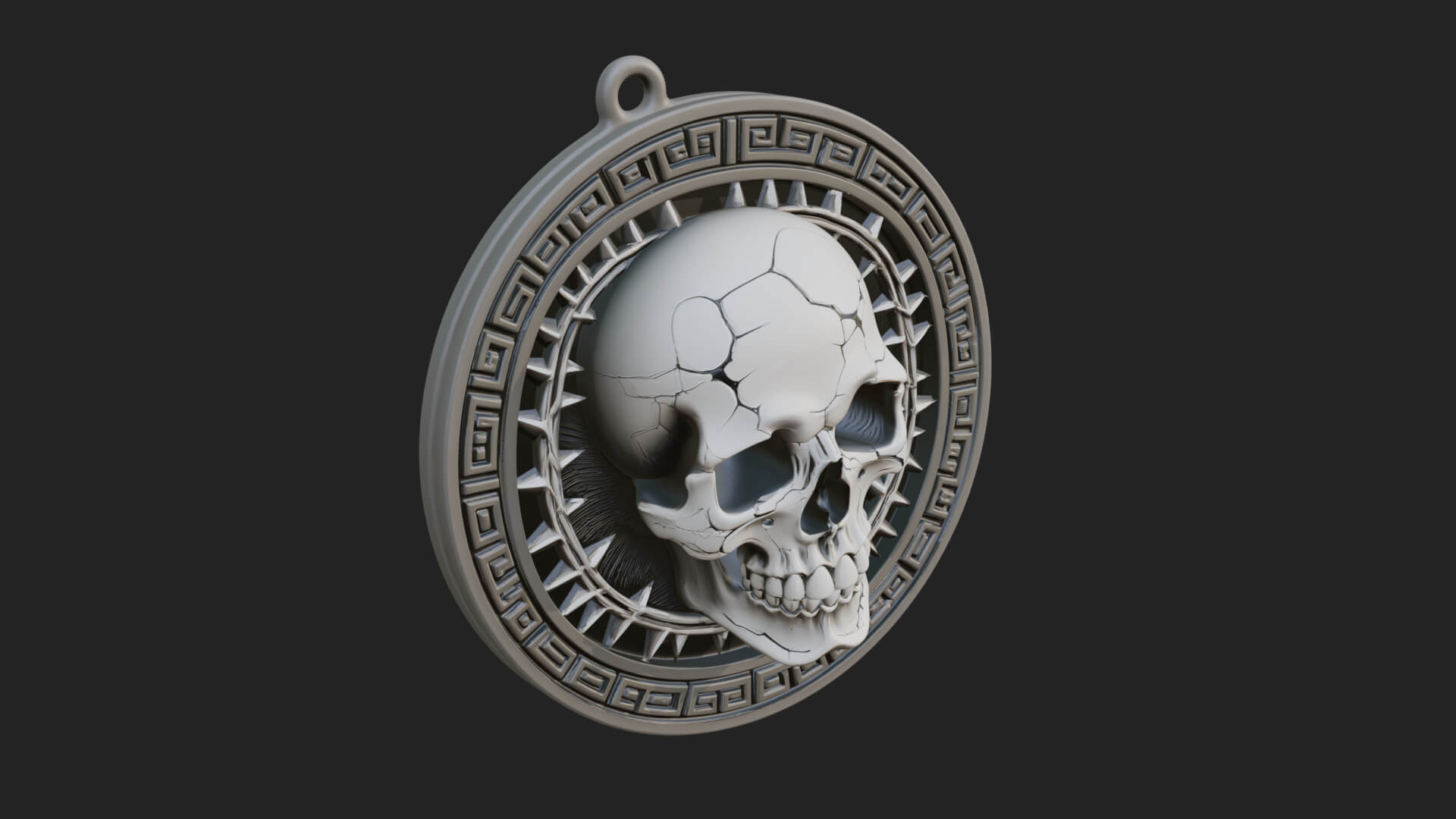 Thorn Skull Oval Relief Plaque Design 3 3D Print Model 3D Model
