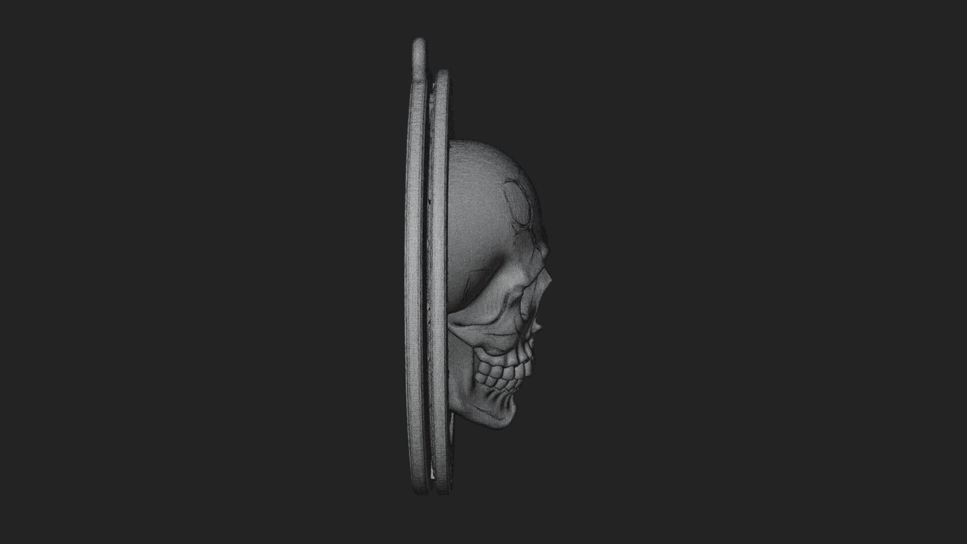 Thorn Skull Oval Relief Plaque Design 3 3D Print Model 3D Model
