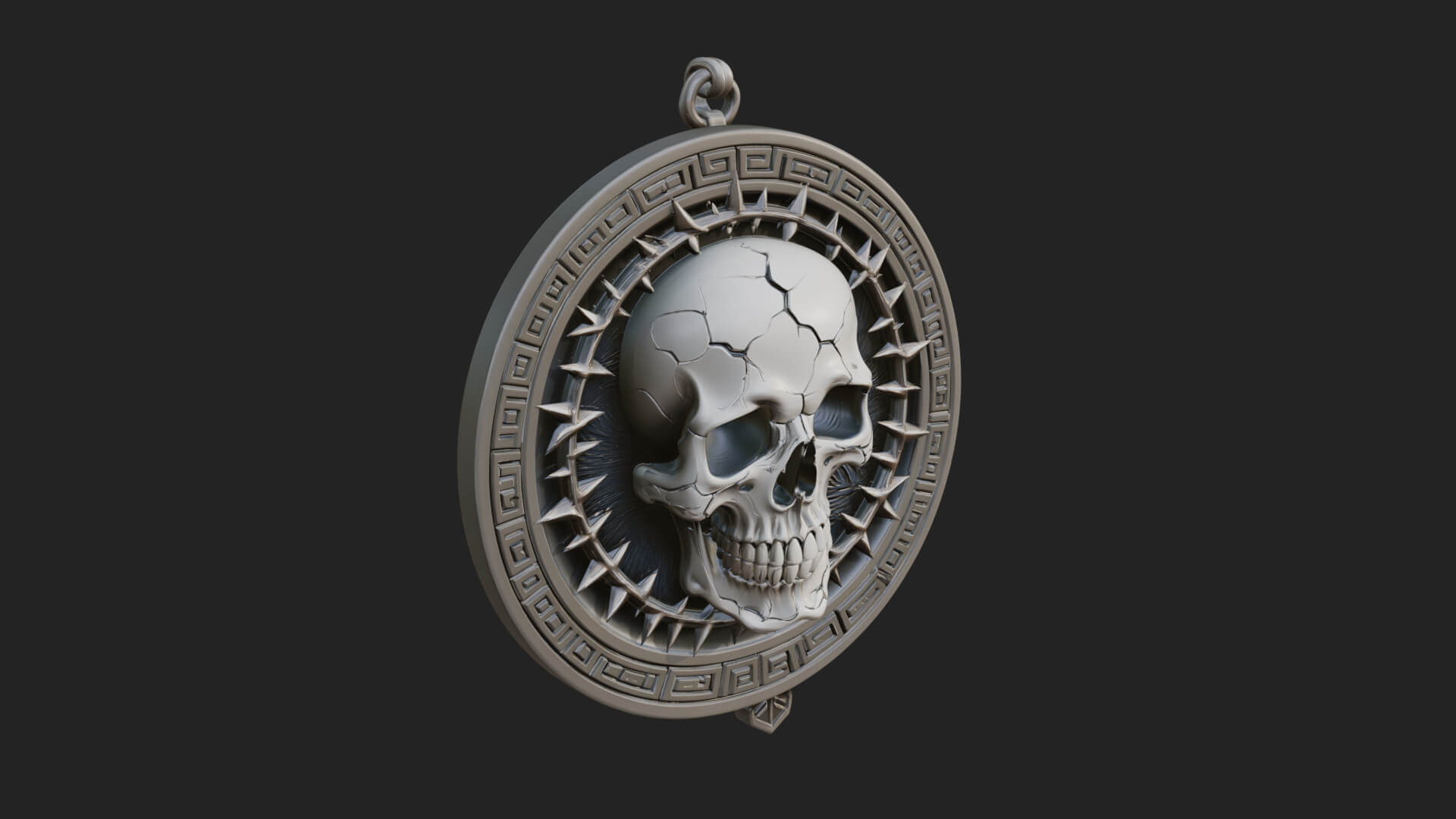 Thorn Skull Oval Relief Plaque Design 4 3D Print Model 3D Model