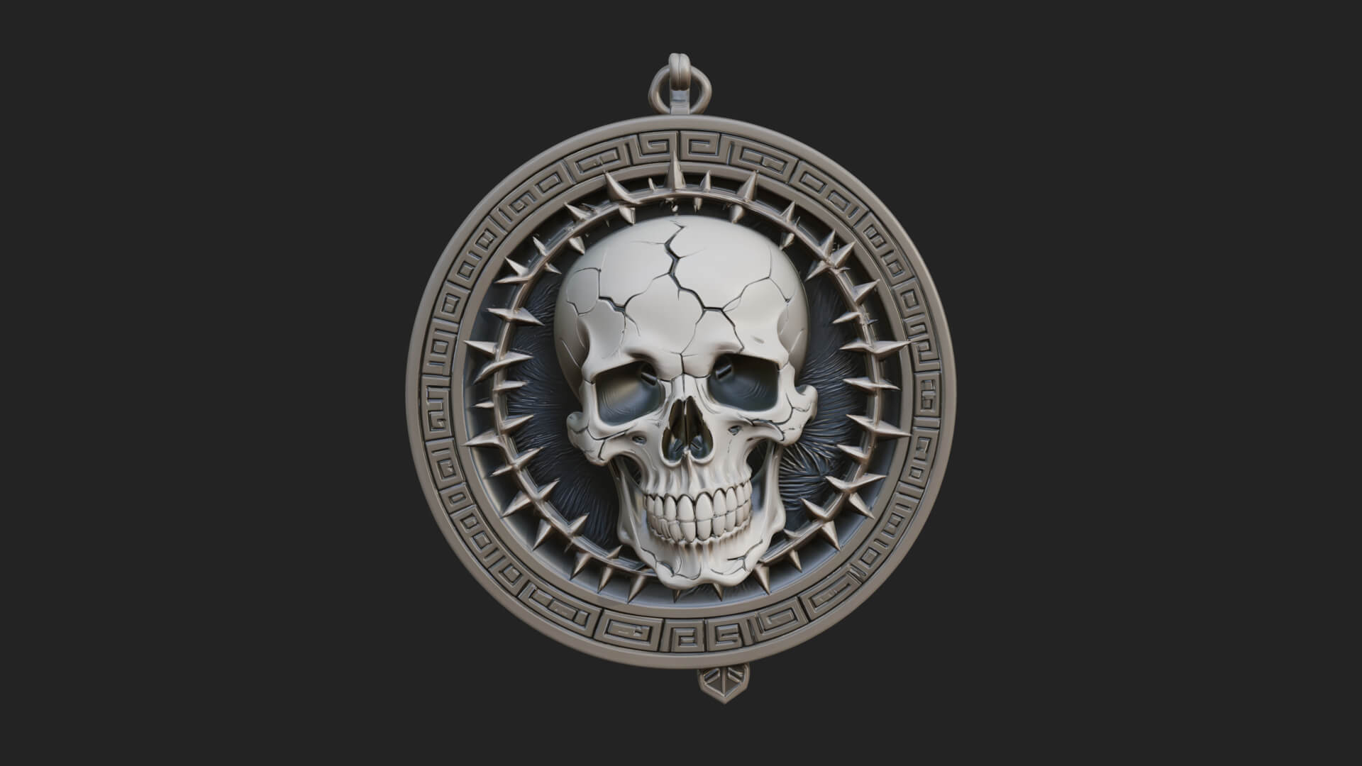 Thorn Skull Oval Relief Plaque Design 4 3D Print Model 3D Model