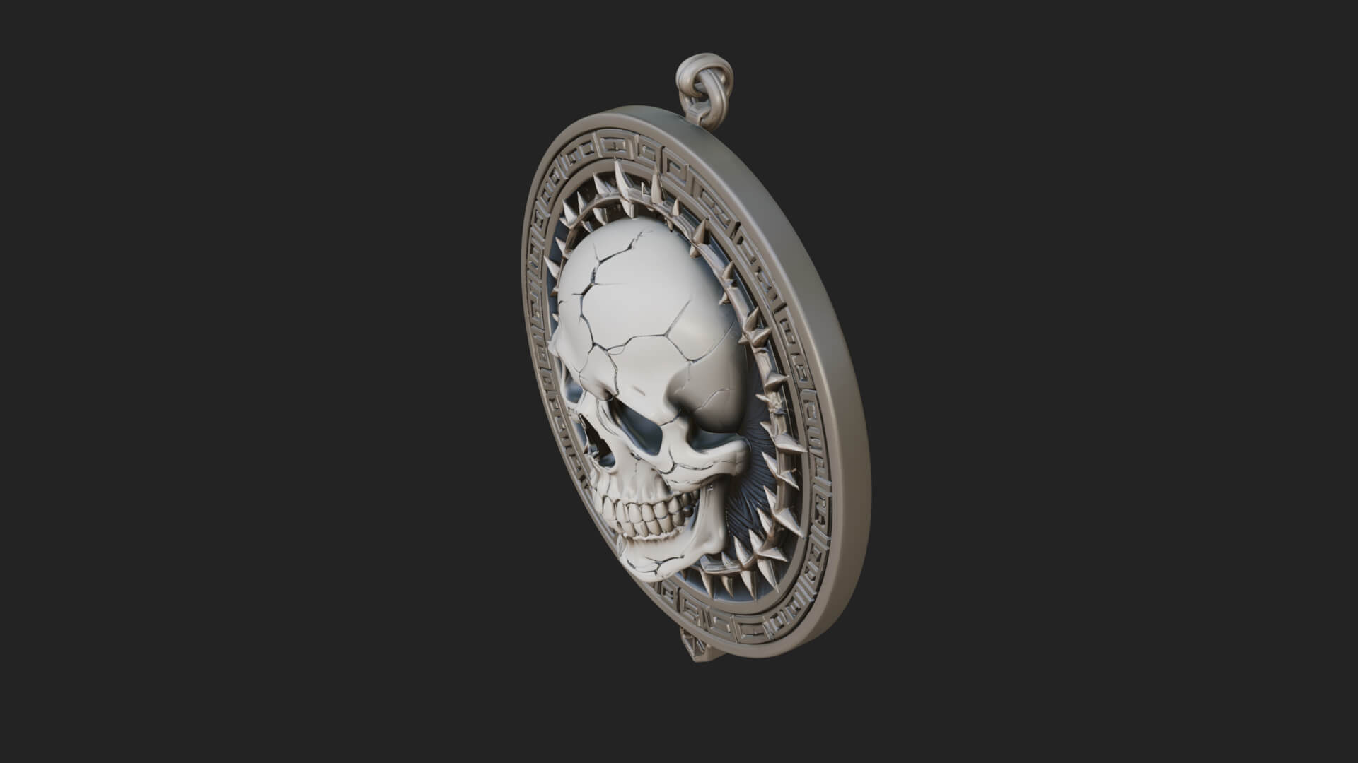 Thorn Skull Oval Relief Plaque Design 4 3D Print Model 3D Model