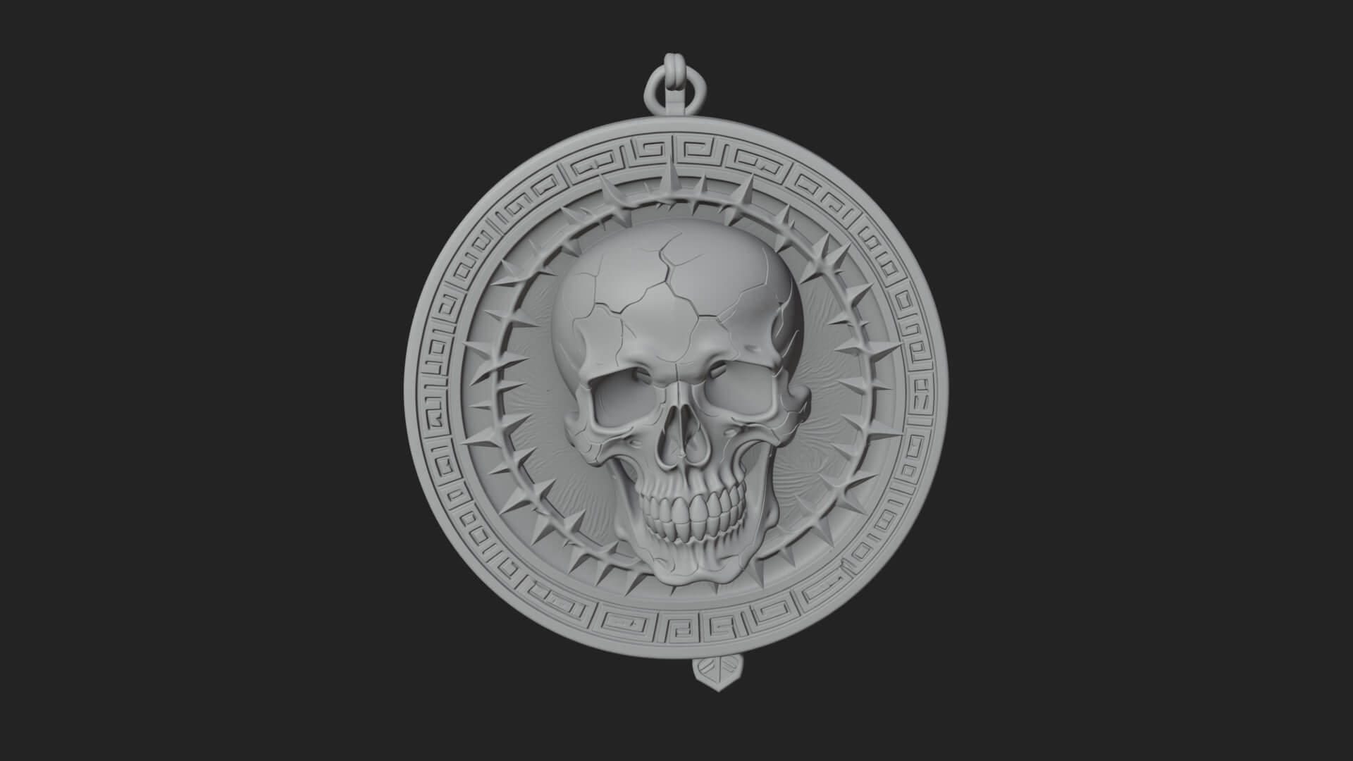 Thorn Skull Oval Relief Plaque Design 4 3D Print Model 3D Model