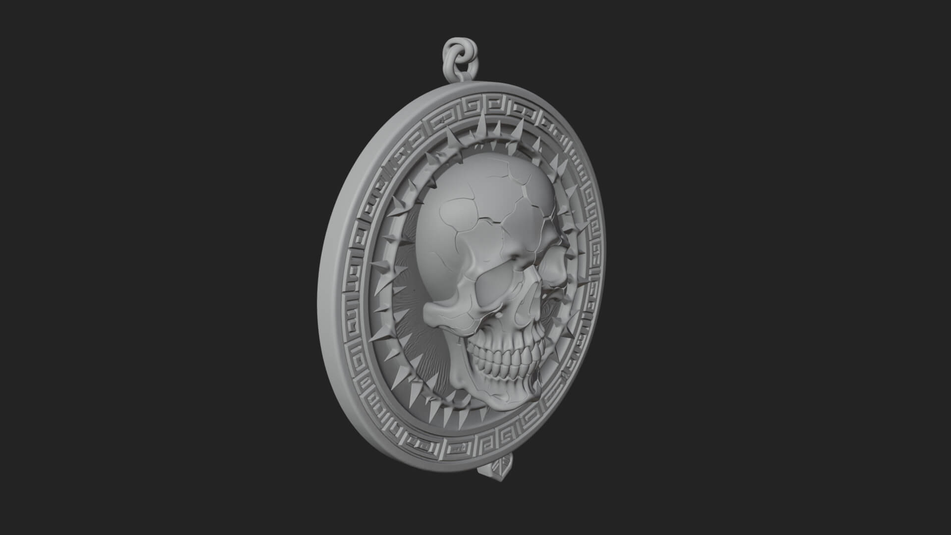 Thorn Skull Oval Relief Plaque Design 4 3D Print Model 3D Model