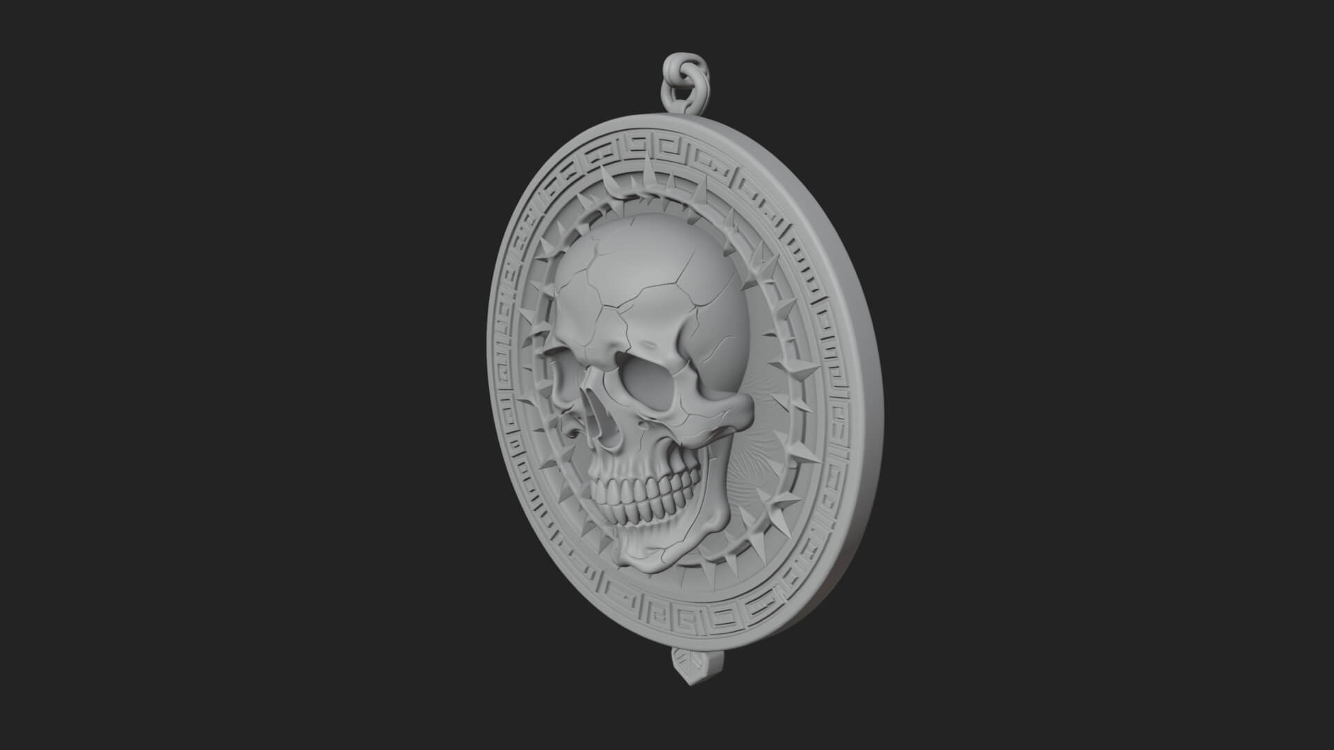 Thorn Skull Oval Relief Plaque Design 4 3D Print Model 3D Model