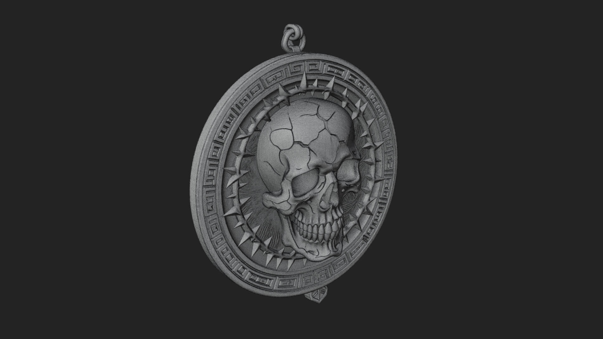 Thorn Skull Oval Relief Plaque Design 4 3D Print Model 3D Model
