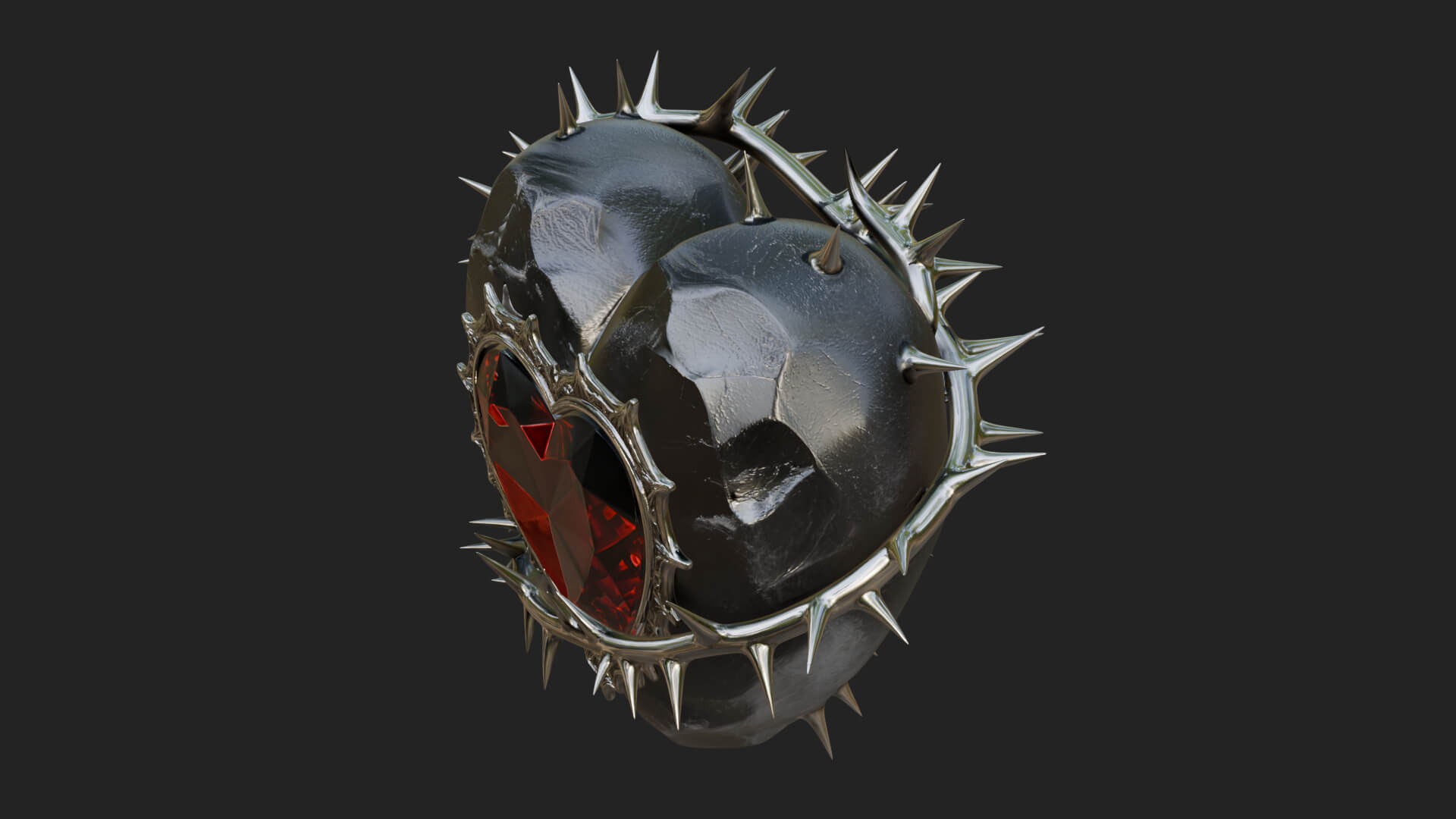 Thorn Spiked Ruby Heart Ornament Design 1 3D Print Model 3D Model