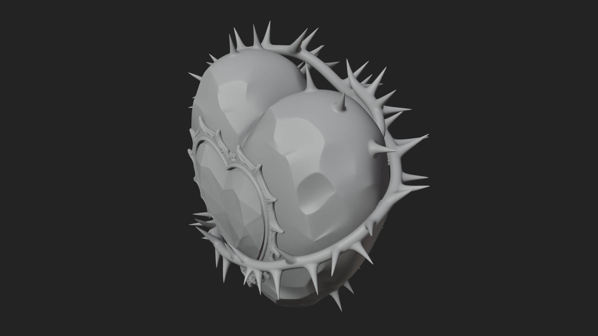 Thorn Spiked Ruby Heart Ornament Design 1 3D Print Model 3D Model