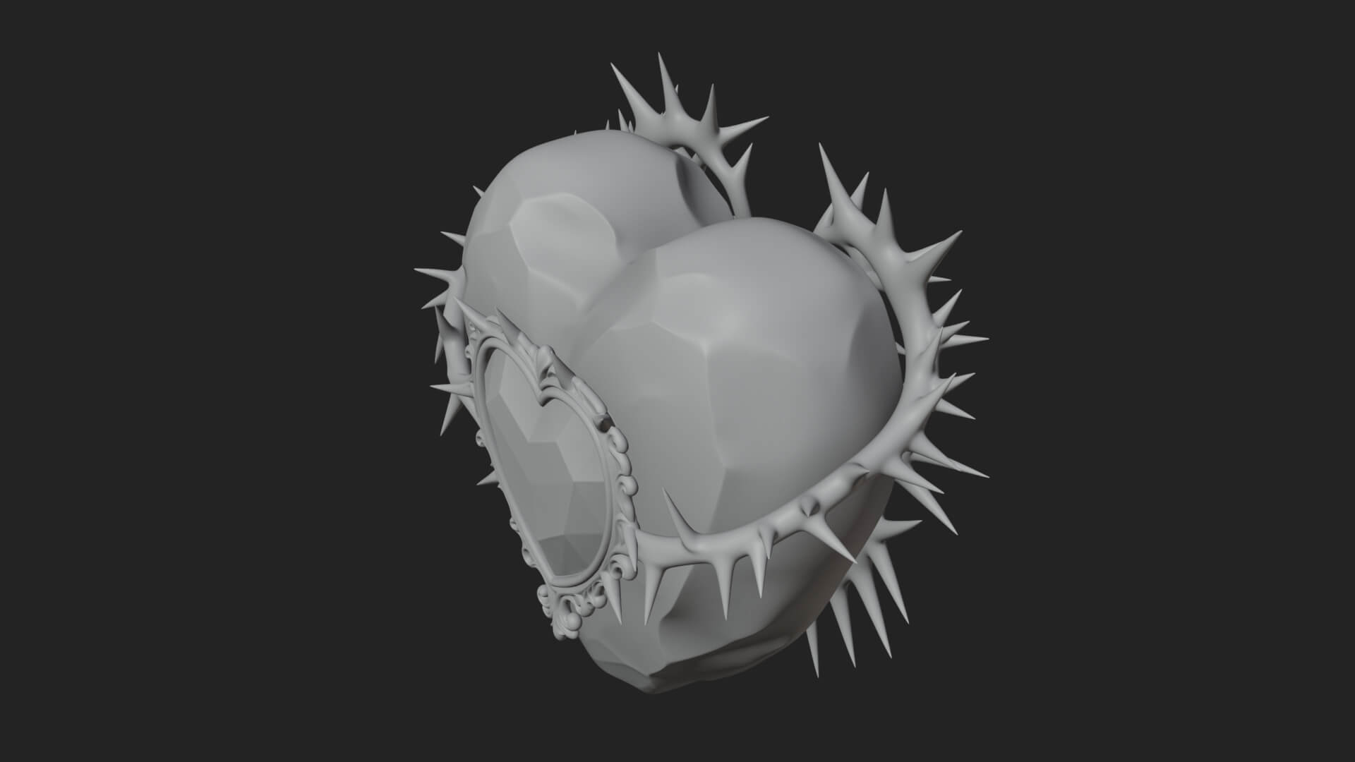 Thorn Spiked Ruby Heart Ornament Design 2 3D Print Model 3D Model