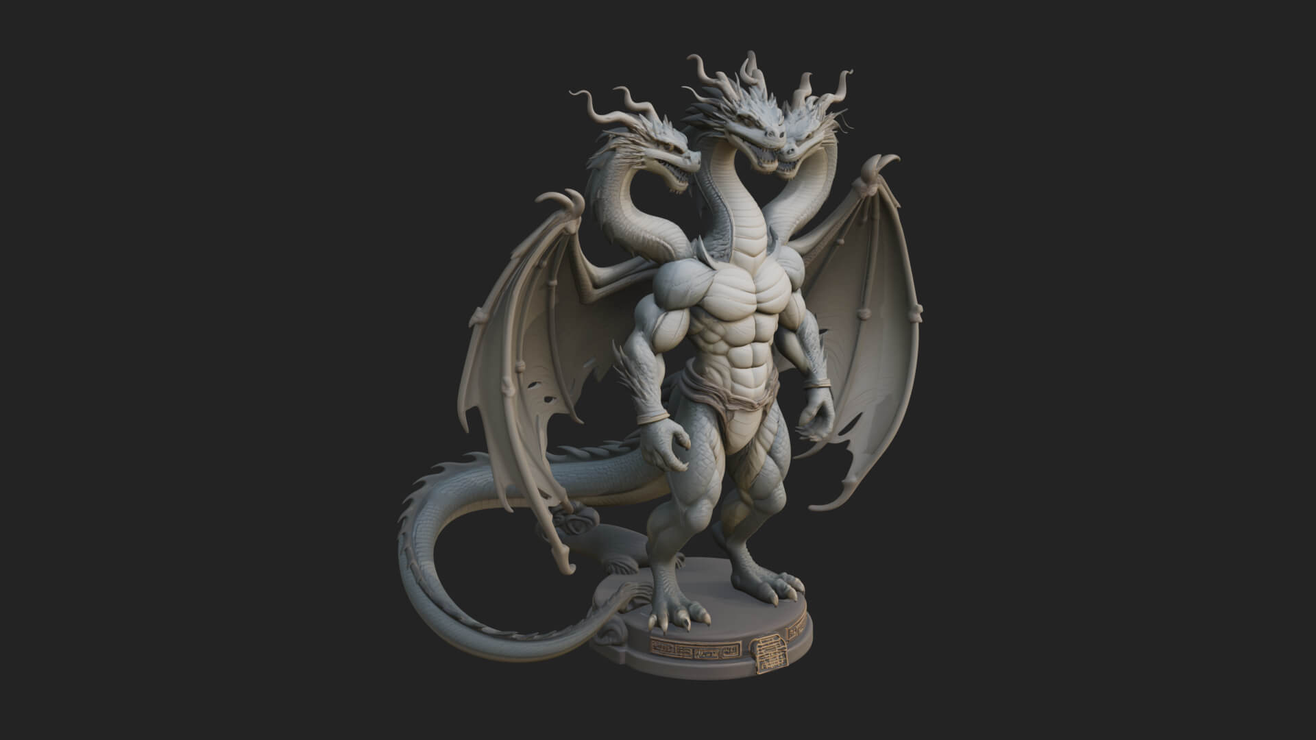 Three-Headed Demon Statue Design 5 3D Print Model 3D Model