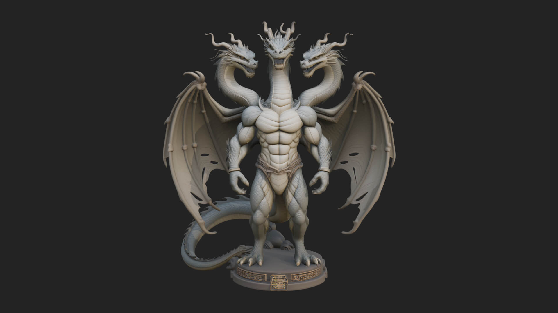 Three-Headed Demon Statue Design 5 3D Print Model 3D Model