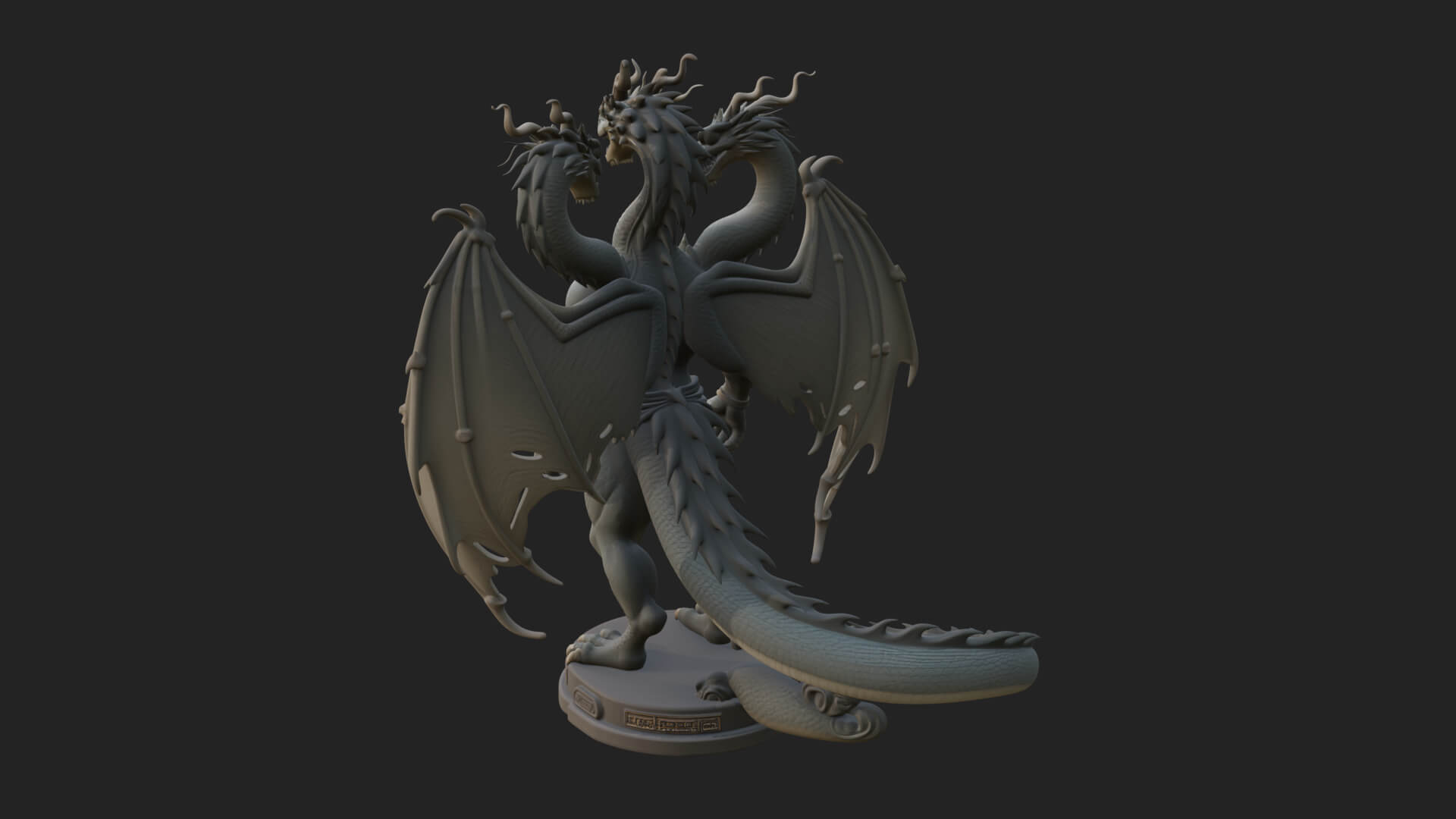 Three-Headed Demon Statue Design 5 3D Print Model 3D Model