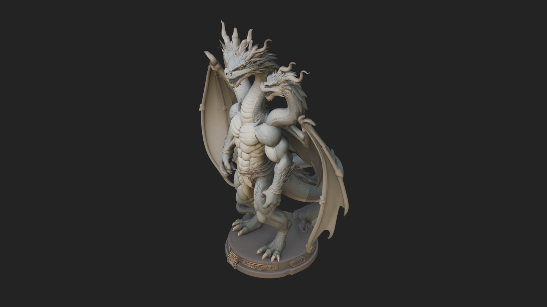 Three-Headed Demon Statue Design 5 3D Print Model 3D Model