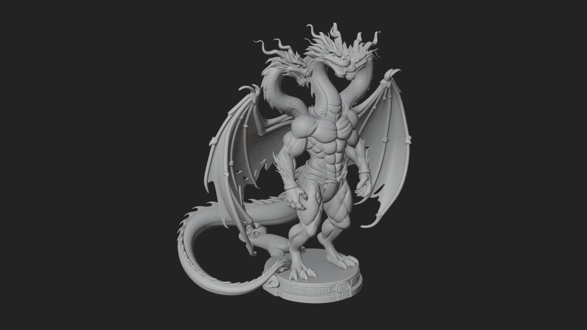 Three-Headed Demon Statue Design 5 3D Print Model 3D Model