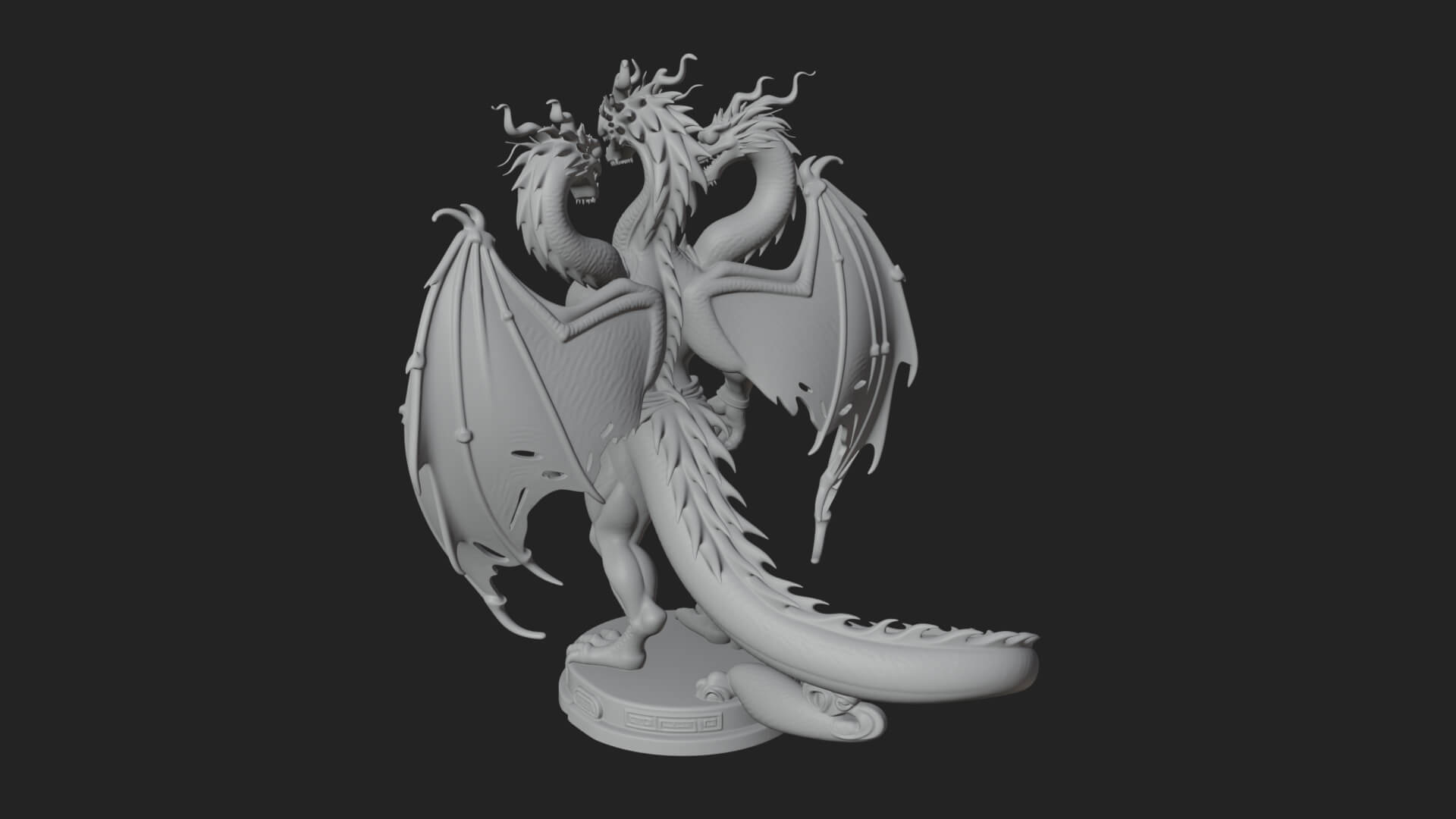 Three-Headed Demon Statue Design 5 3D Print Model 3D Model
