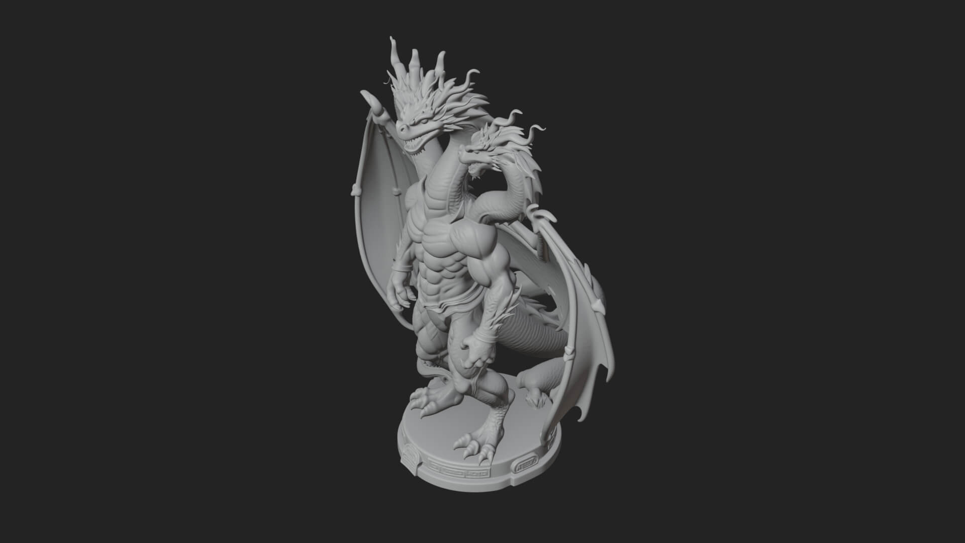 Three-Headed Demon Statue Design 5 3D Print Model 3D Model