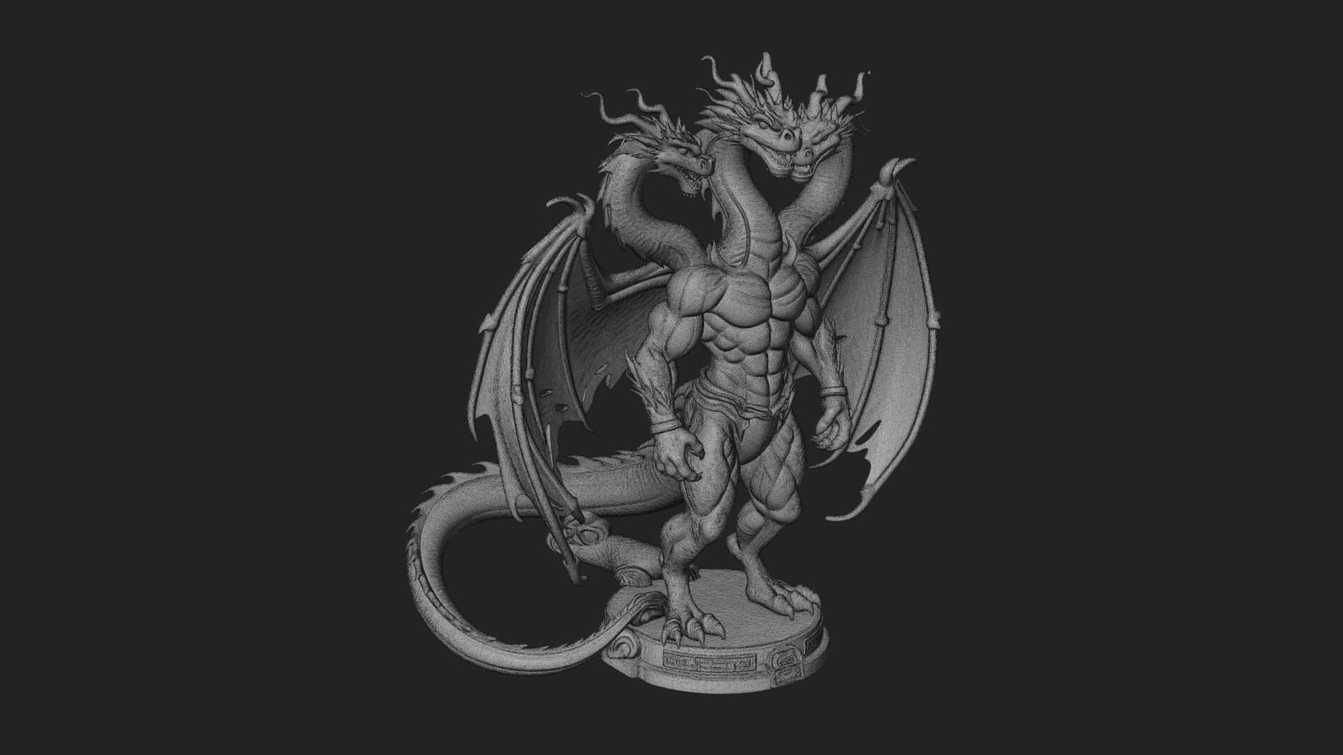 Three-Headed Demon Statue Design 5 3D Print Model 3D Model