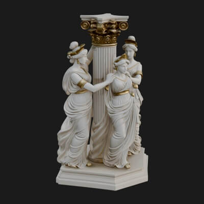 Three Maidens Column Statue Design 2 3D Print Model