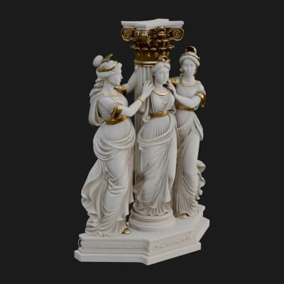 Three Maidens Column Statue Design 3 3D Print Model