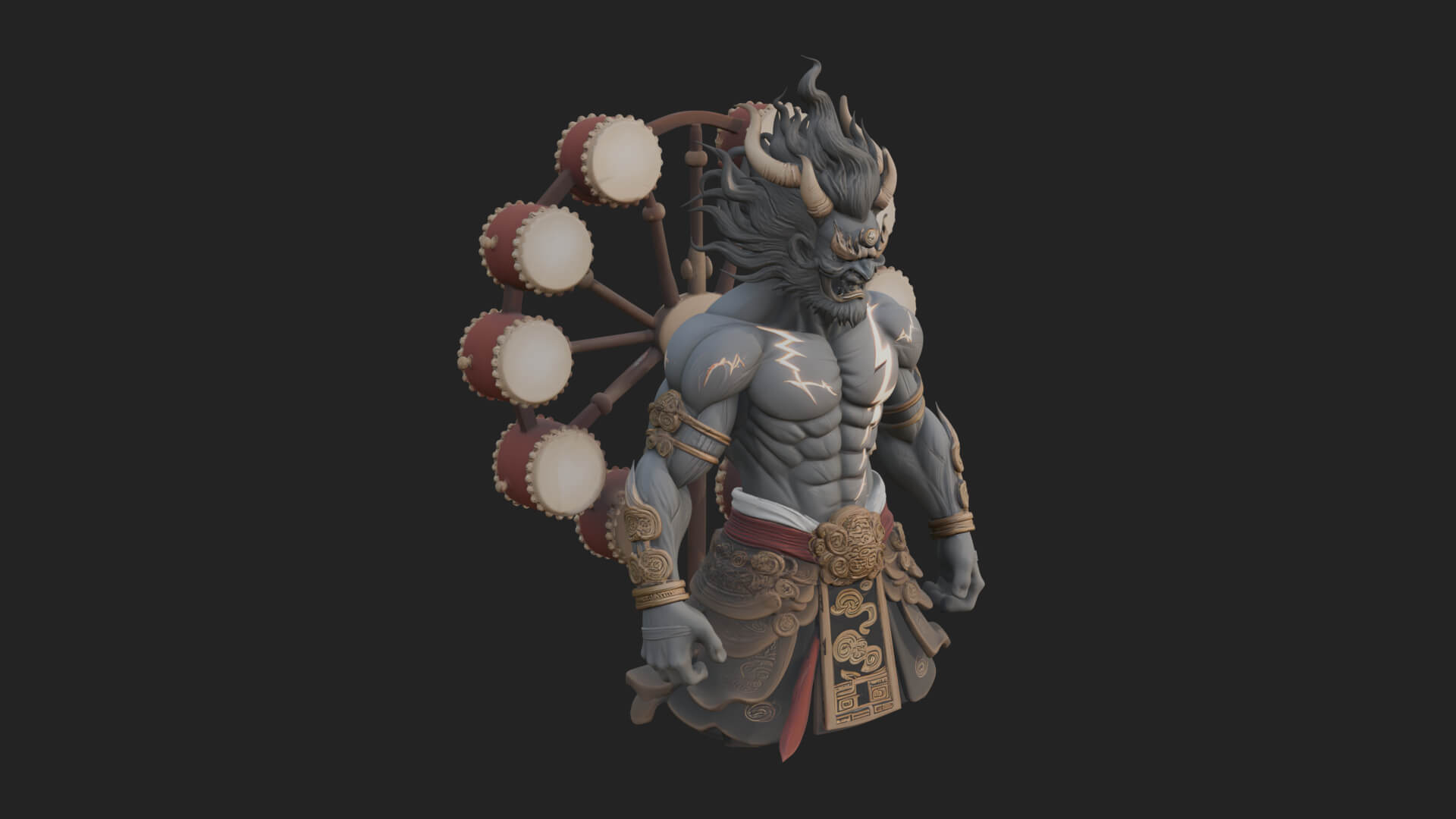 Thunder Drum God Statue Design 1 3D Print Model 3D Model